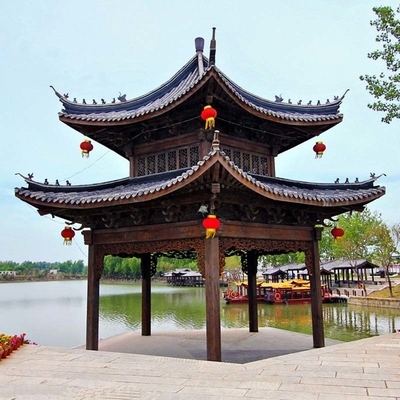 качество  3.2m Chinese Style Pavilion Handmade Grey Wooden Gazebo Structure Фабрика