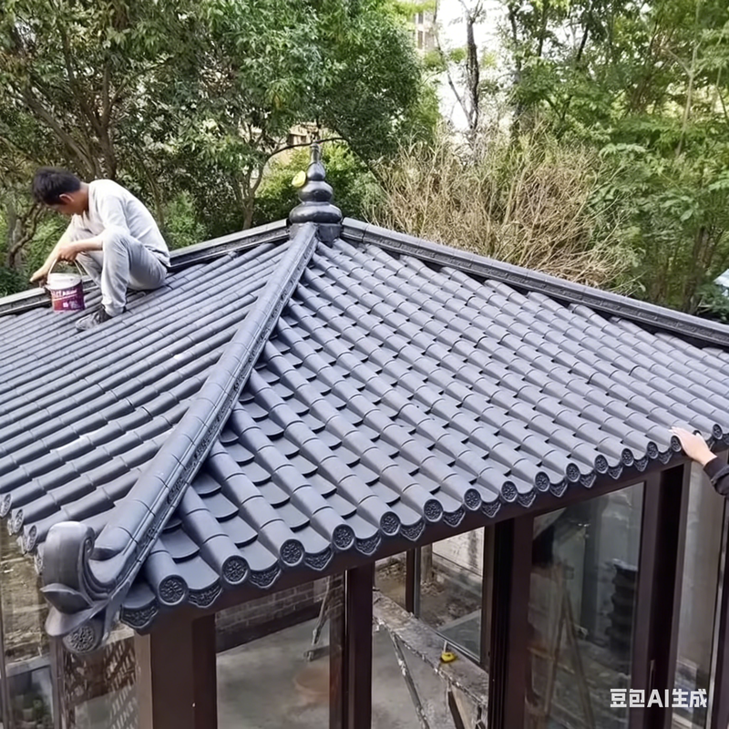 Китайская традиционная крыша ПП кровельные плиты Пластиковая крыша Угловое украшение для стены ворот павильона