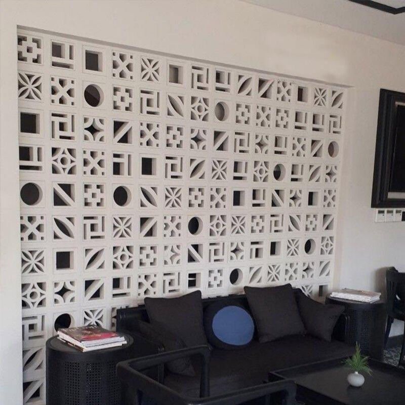 Минималистская линейная серия Белый бетонный экран Бризные блоки Цементный компонент Кирпич для современных фасадов