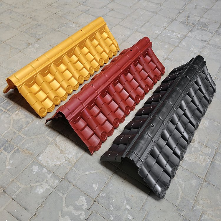 Red Plastic Roof Tile with Traditional Chinese Pottery or Clay Roof Tiles Appearance Interlocking Tiles Easy DIY