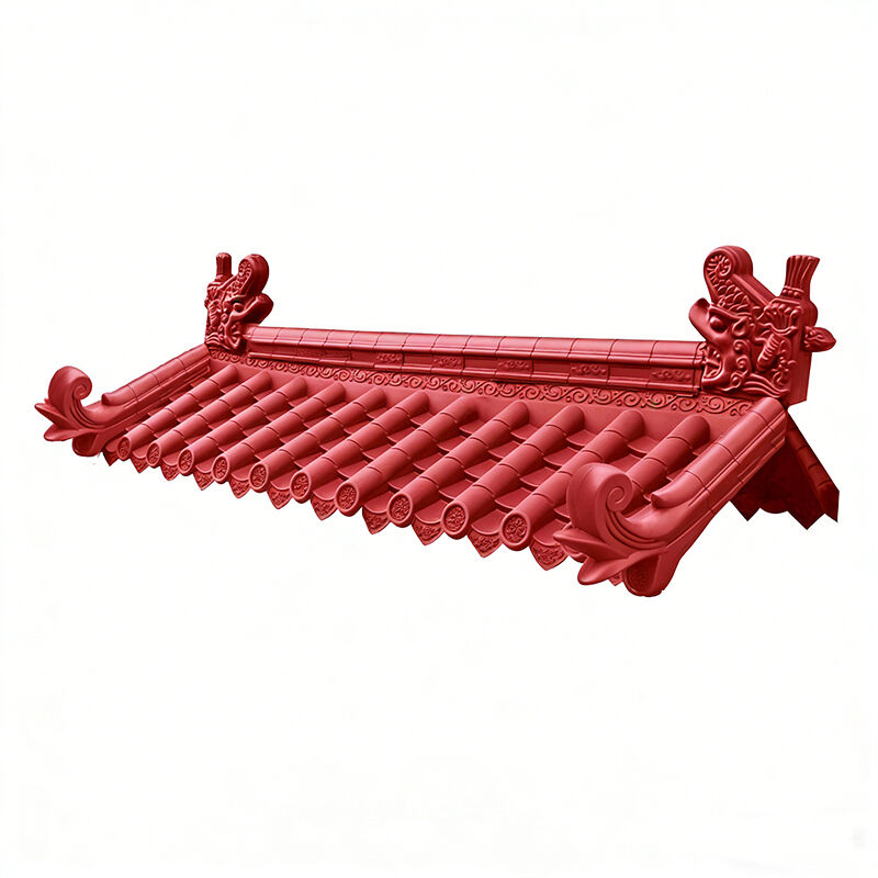 Red Lightweight Roof Sheet Corners Garden Shed Ridge Tiles Plastic Chinese Roof Decoration