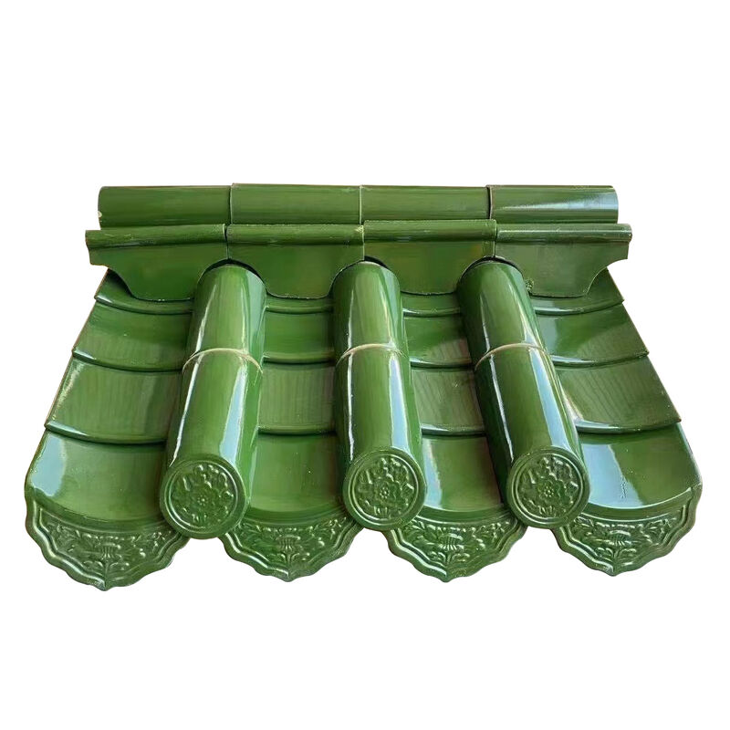 Chinese Traditional Green Glazed Ceramic Roof Tiles Factory Direct Clay Bamboo Roof Tile for Pagoda Pavilion