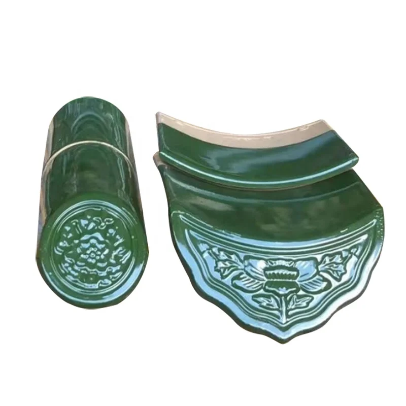 Green Glazed Chinese Roof Tiles Traditional Ceramic Ceramic Roof Tiles for Temple Gazebo Pavilion Building